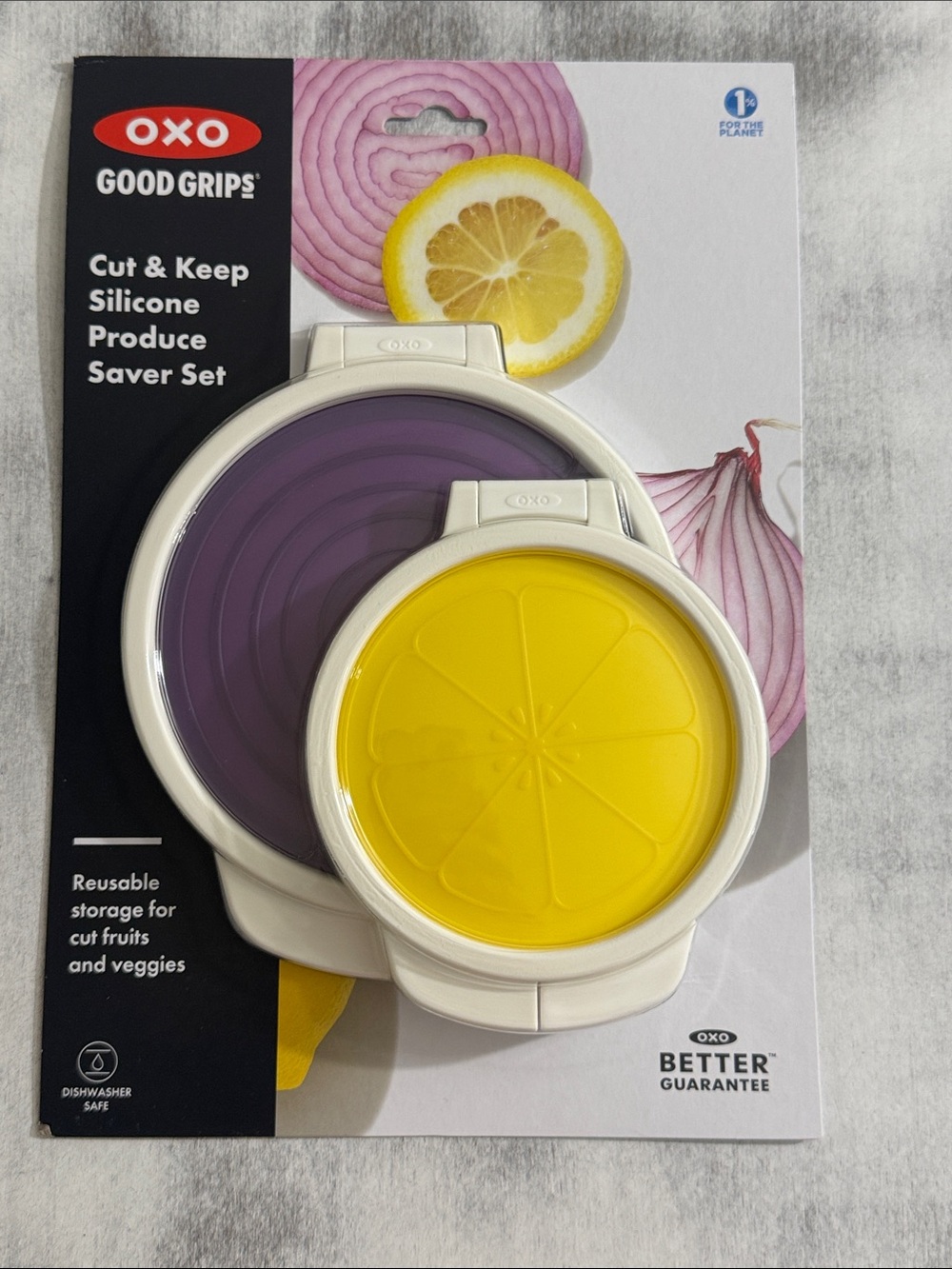 OXO Set of 2 Silicone Lemon and Onion Saver Set for Cut Fruits & Vegetables
